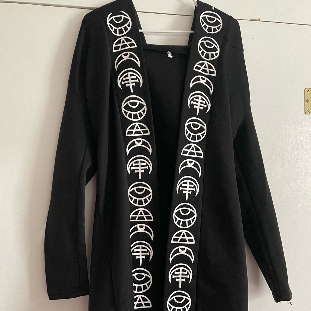 Long, Gothic Jacket with Oversized Hood “All Seeing Moon” from Restyle — Size L